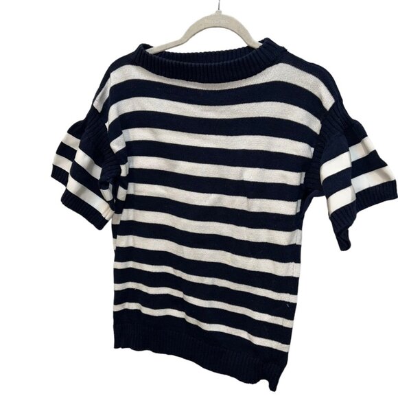 sacai luck french breton striped silk grosgrain ribbon flutter sleeve kn… - Picture 1 of 4